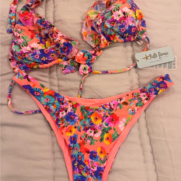 Luli Fama Floral Bikini - Vibrant Pink and Blue